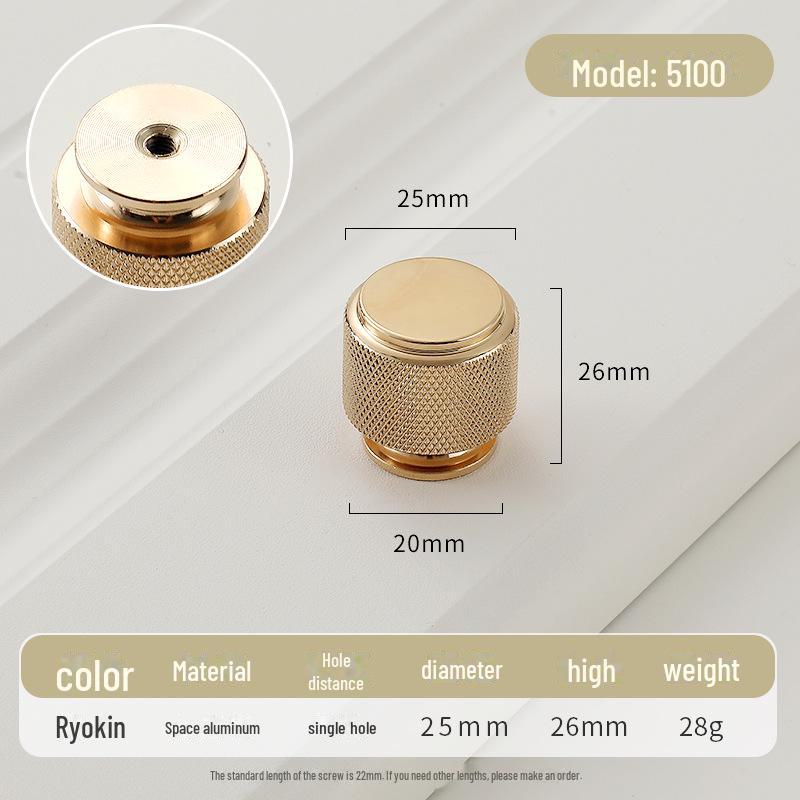 Золотая круглая ручка для ящика класса люкс с одним отверстием для современных простых шкафов