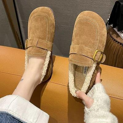 Женские хлопковые уличные зимние теплые туфли Birkenstock с флисовой подкладкой, цветные блоки, с пряжками - Мягкая подошва для комфорта во время беременности.