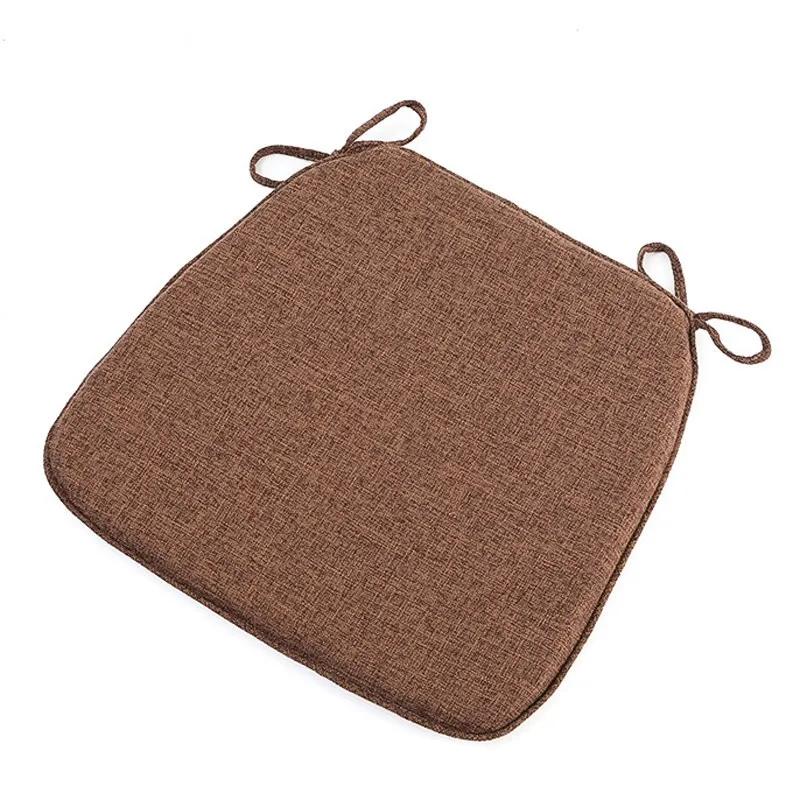 Modern Style Solid Color Cotton Linen Chair Cushion with Ties for Dining Chairs Kitchen Dining Chair Pad Cojines Decorativos
