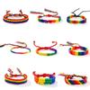 Adjustable Rainbow Friendship Bracelet: Handwoven & Knotted