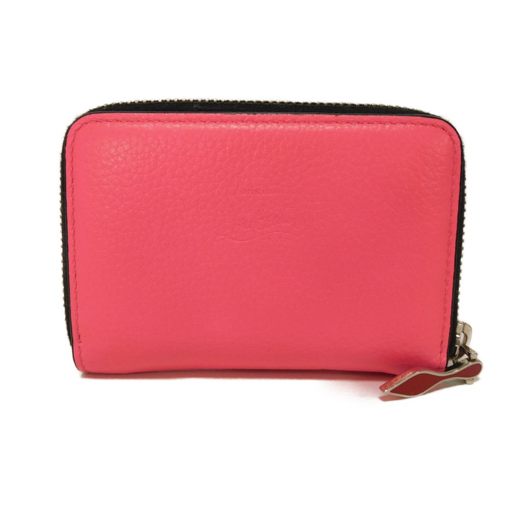 Б/у 9605 Кошелек для монет Панеттоне 3175223 7943 Логотип Металлический кошелек на молнии по периметру с шипами Розовый Женский из Японии