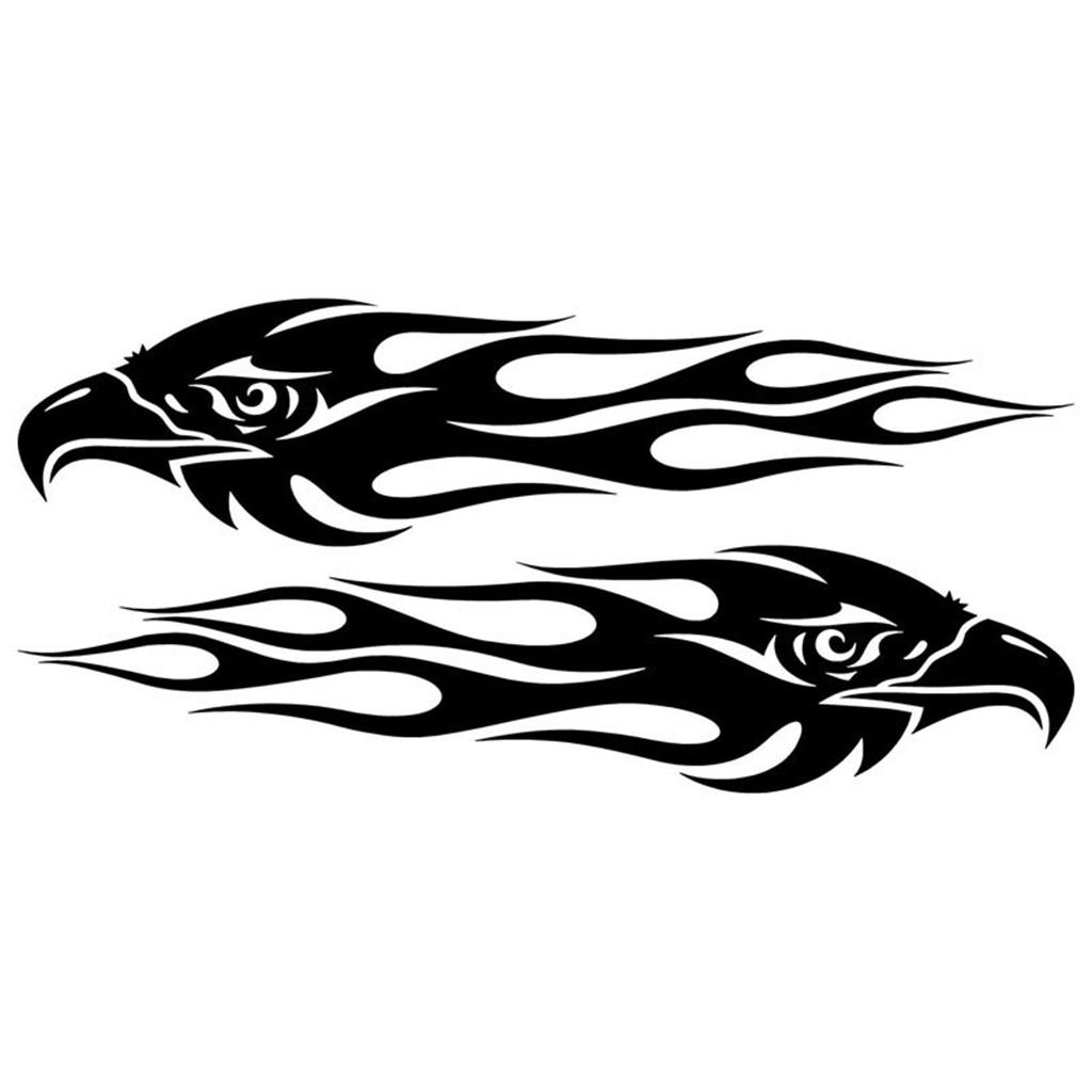 2 Pcs Custom Car Stickers DIY Kit Eagle Flame Pattern Reflective Scooter Bicycle Cool Decal Logo Reflective Styling