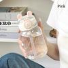 Бутылка для воды Kawaii с кроликом 500 мл, портативная милая чашка для питья в форме ушек с соломинкой и крышкой, летняя посуда для питья для кемпинга на открытом воздухе