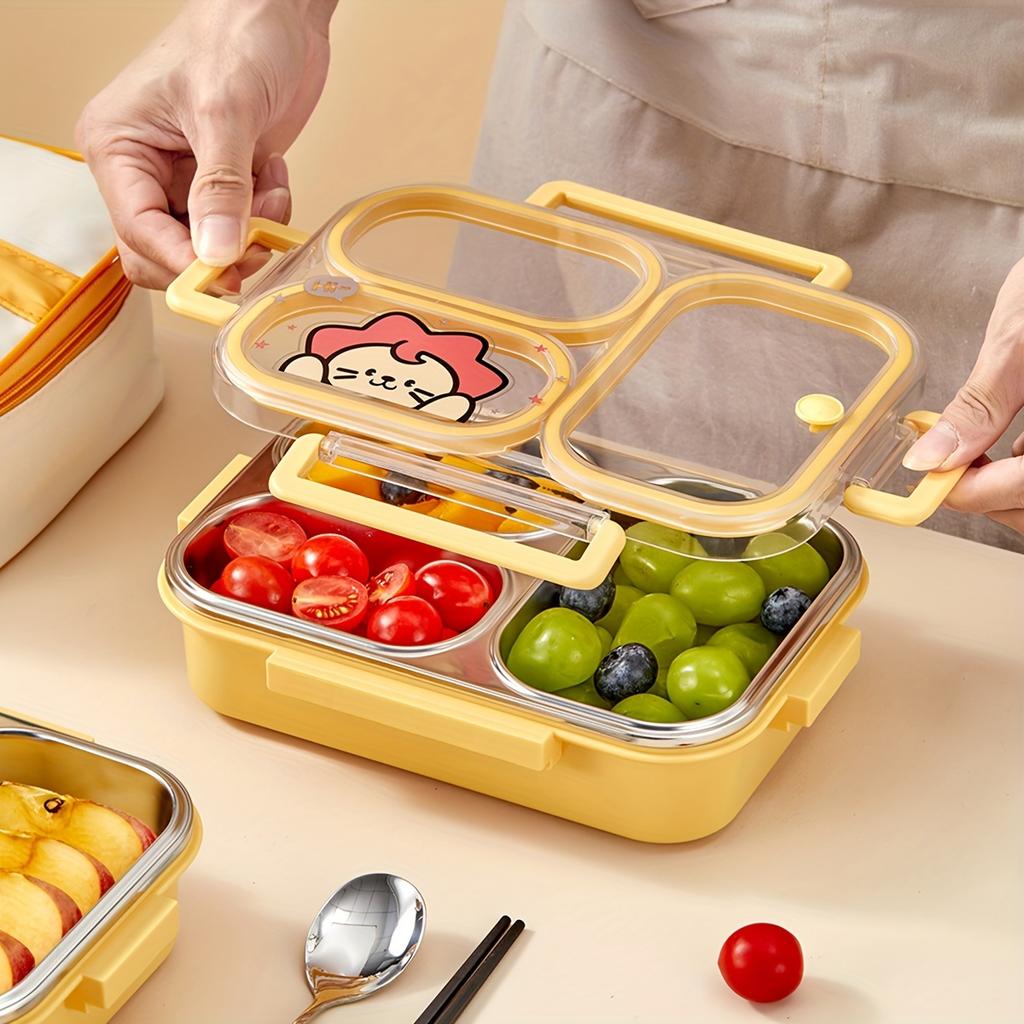 2/3 Grids Portable Divided Bento Box Microwave 304 Stainless Steel Lunch Box For Children Student Leak-proof Lunch Container