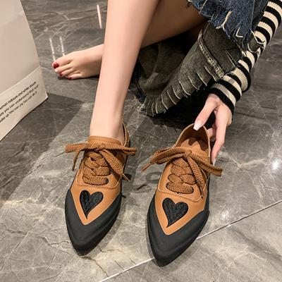 Модная обувь для женщин 2024 года, новые женские спортивные повседневные туфли с острым носком на плоской подошве, женские туфли на шнуровке