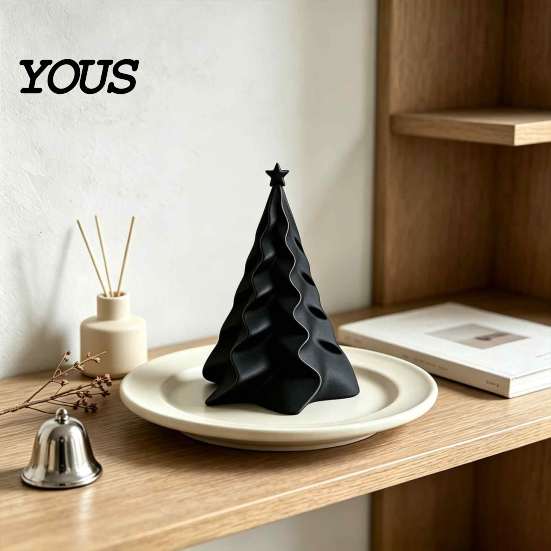 Small Christmas Gift for Friends 3D Printed Pleated Tree Ornament, Wavy Desktop Table Centerpiece Decor Decoration with Star Topper Holiday