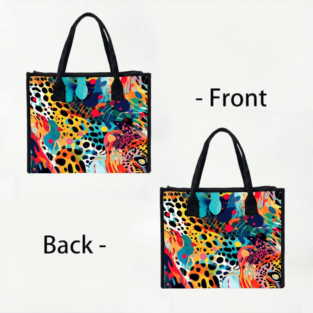 Colorful Leopard Print Tote Bag Fashion Portable Casual Handbag For Daily Use