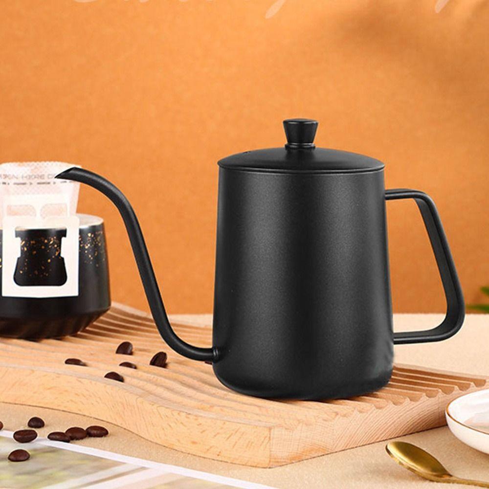 Black Silver Coffee Pot Long Narrow Spout Drip Kettle Coffee Drip Brewing Kettle Cafe Use