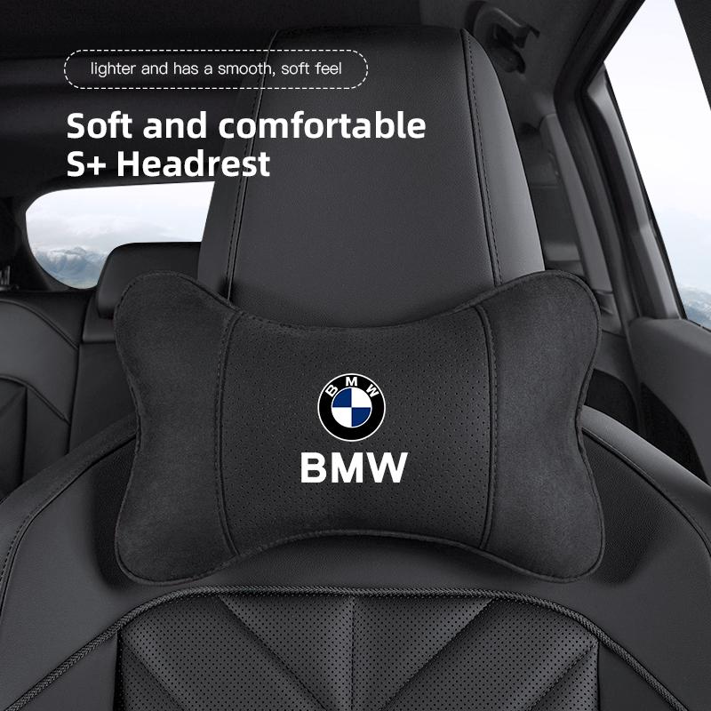 Car Seat Headrest Soft Suede Neck Pillow For BMW F30 F10 E90 F20 E46 E60 E70 E39 E36 E87 G20 Auto Interior Aaccessories keychain FR7