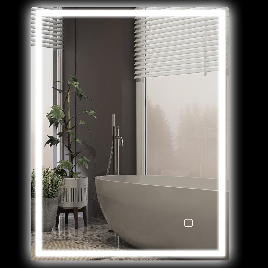 90 x 70cm LED Bathroom Mirror with Lights, Dimmable Makeup Mirror, Vanity Mirror with 3 Colour, Smart Touch, Anti-Fog