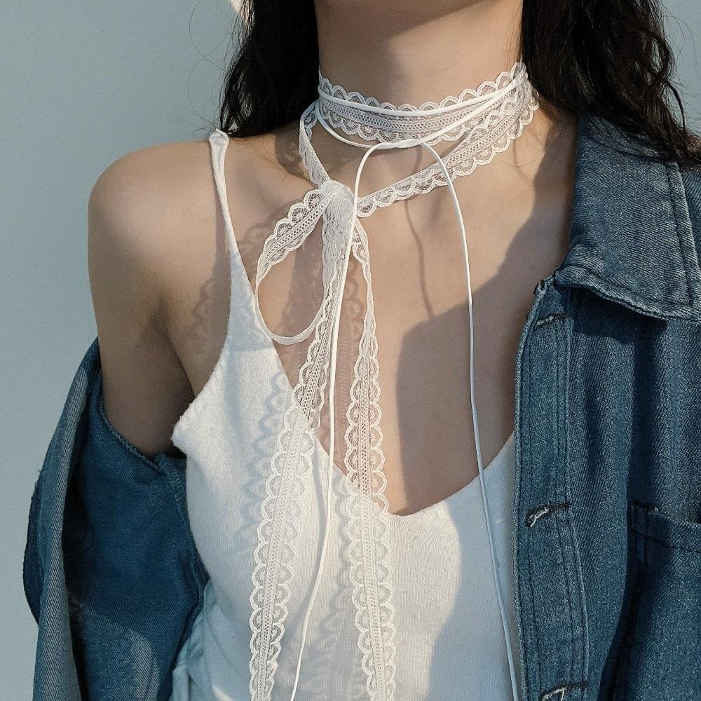 Новое готическое кружевное колье-чокер, многослойное design, кружевная лента-ожерелье, Y2k, балетный стиль, цепочка на ключицы, украшение