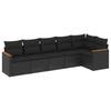 6 piece Garden Sofa Set with Cushions Black Poly Rattan