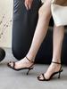 Sandals Spring Square Toe Thin Heel High Heel Elegant French Style Fashion BowOne-Strap Open Toe Women's