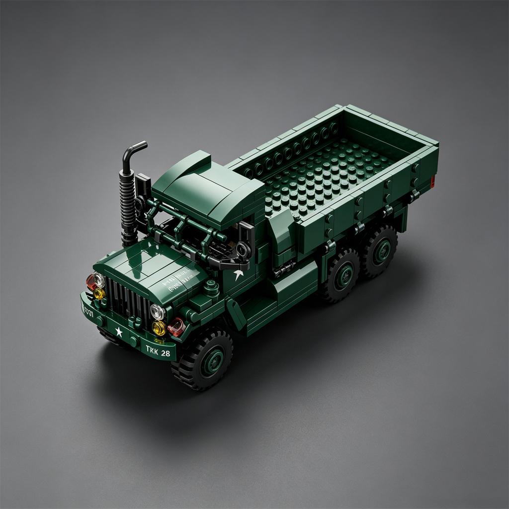 MOC Figurine U.S. Army M35 Military Truck Building Block Set: M98 107mm Howitzer Model Mortar Towing Vehicle Toy