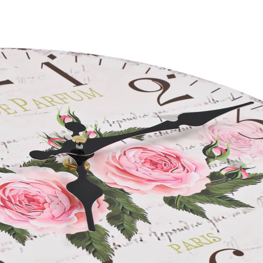 Vintage Wall Clock with Floral Design 30 cm