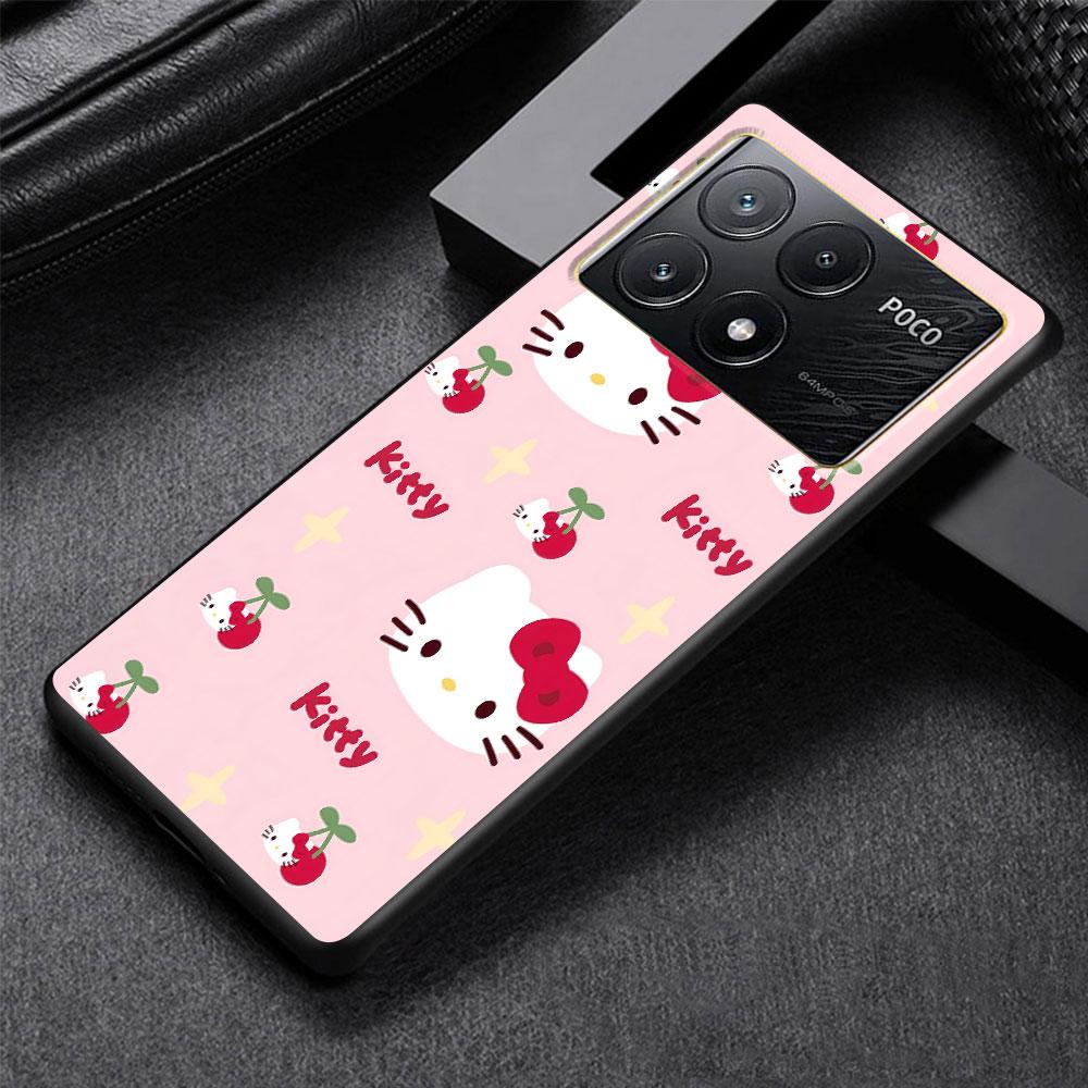Милый Чехол Hello Kitty KT Cat для Xiaomi Poco M3 X3 NFC X5 M5s M4 Pro 5G F3 Черный Силиконовый Мягкий Чехол для Телефона