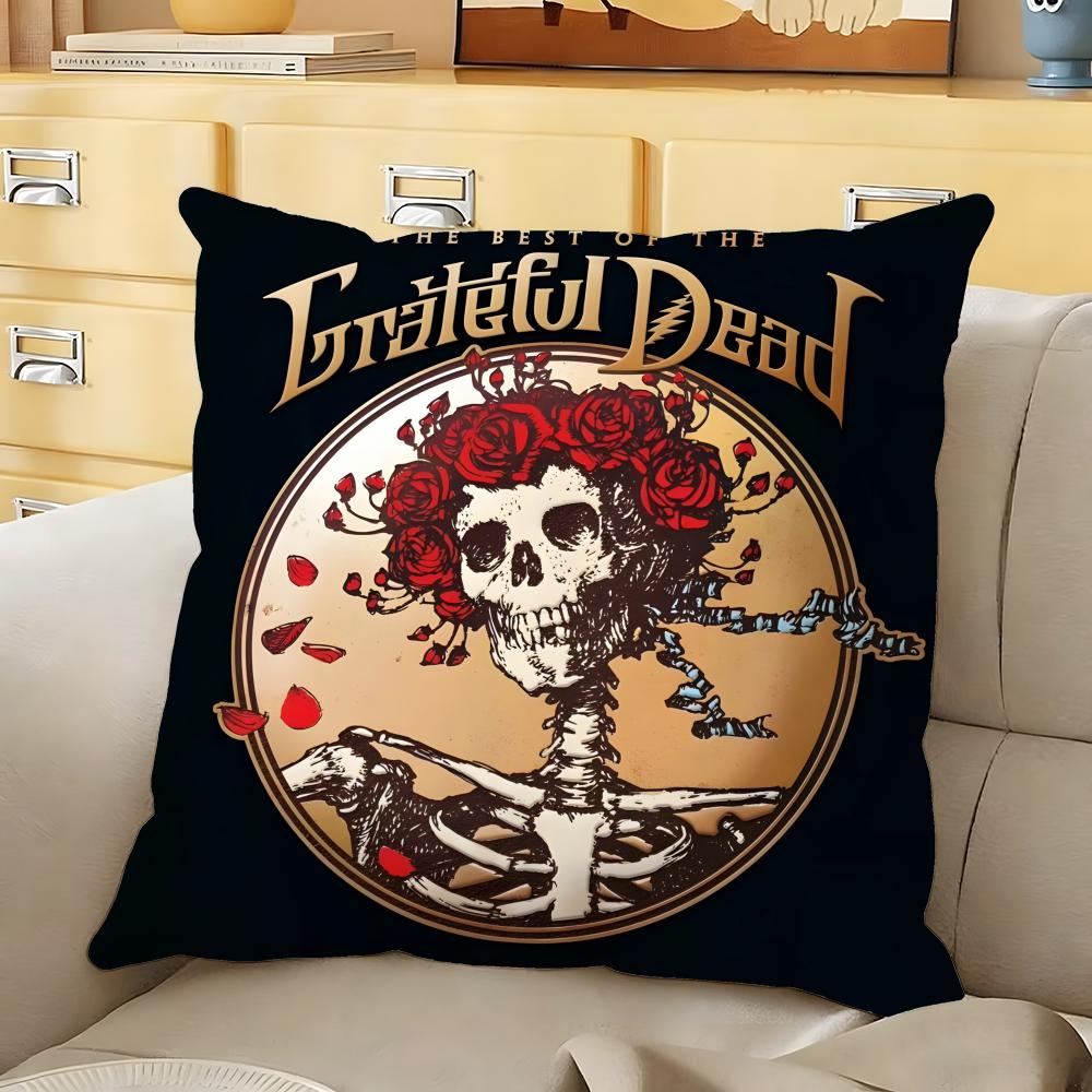 GGrateful DDead rock band Cushion Cover Soft Durable Reversible Pillow Cover Home Car MultiScene Daily Comfort Pillowcase