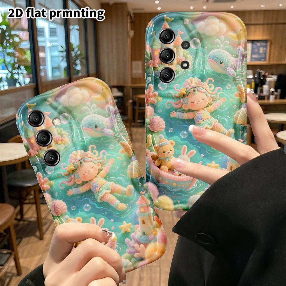 Phone Case: 2D flat, suitable for Samsung Galaxy A34 A35 M05 M06 S20 S22 S21 FE Plus 5G protective case, mermaid dream, perfect Christmas and Hallowee