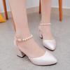 Zapatos de mujer женские модные белые туфли на высоком каблуке для весны и лета женские повседневные розовые туфли-лодочки для офиса ba199