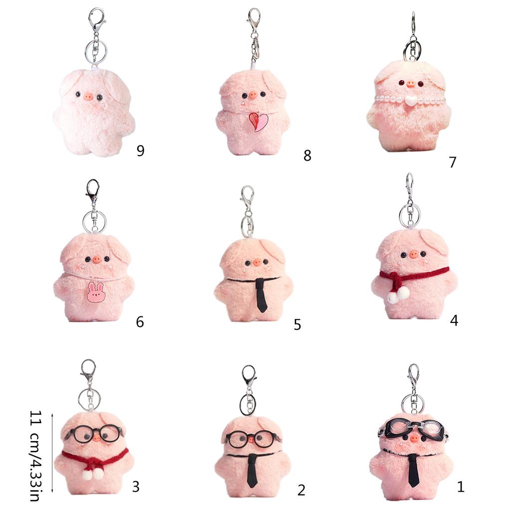 Stylish Pig Keychain with Sunglasses Soft Stuffed Toy Backpack Pendant Kids Gift Fashionable Accessory for Women Girl