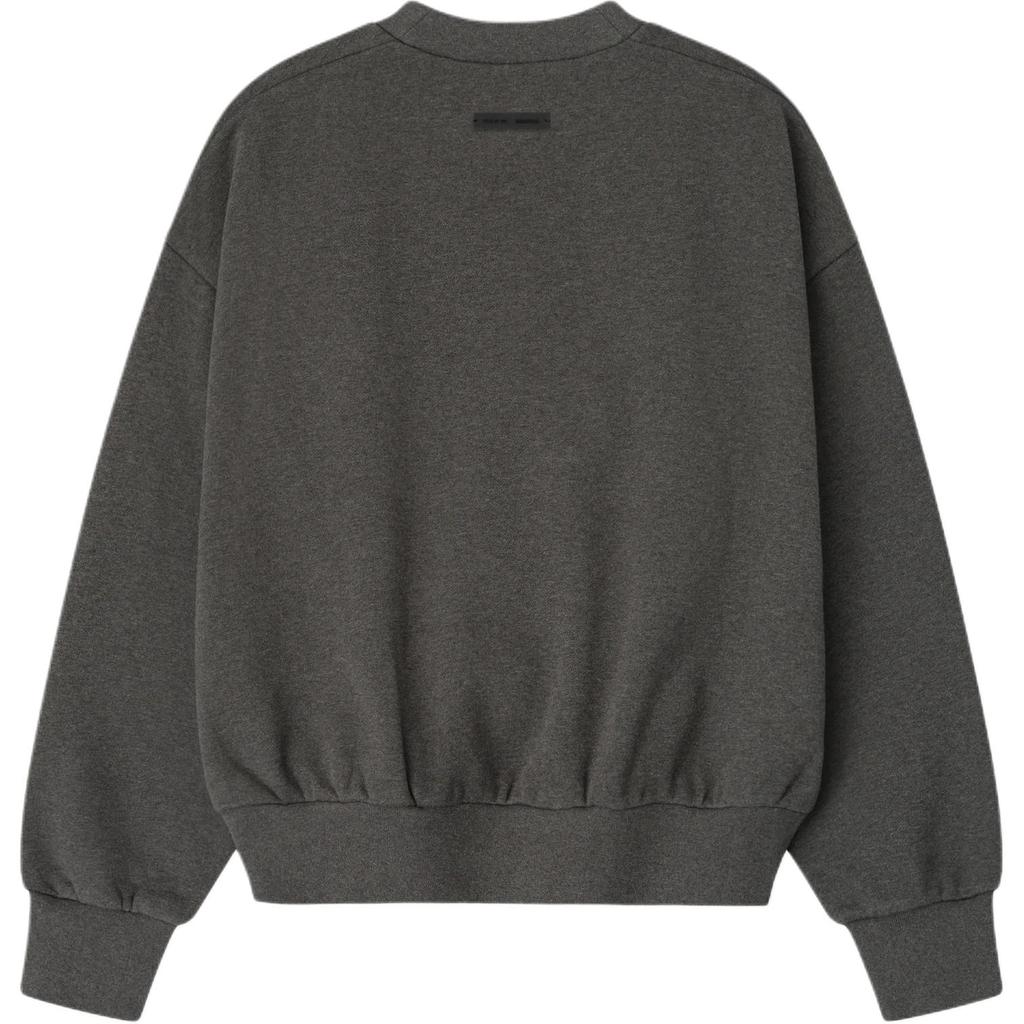 Fear of God Essentials Классический свитшот с тиснением, круглый вырез, угольно-серый меланж, мужские топы, серый, 192HO256551F