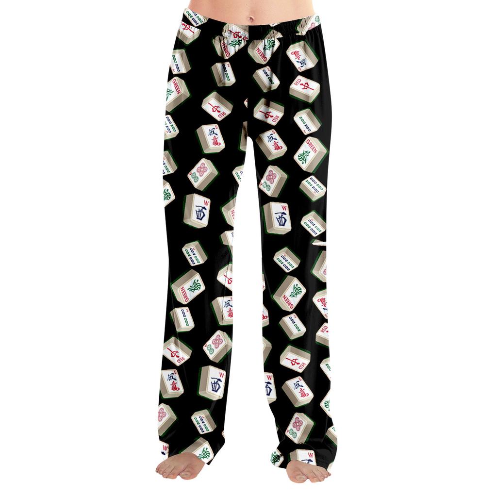 Adult Pajama Pants Sleepwear Casual Drawstring Elastic Waist Pants Comfortable Straight Yoga Loose Trousers