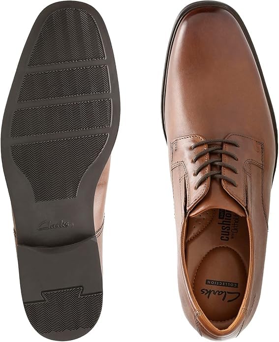 Clarks Tilden Plain Кожа темно-коричневого цвета Бизнес и Размер см Мужские туфли на шнуровке, Легкие, Дышащие, Удобные, 28.0 [Б/у]