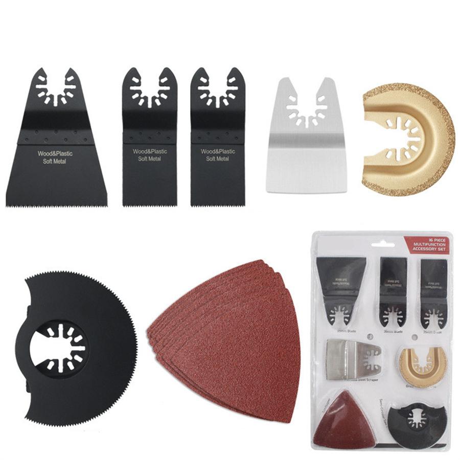 16 шт. Многофункциональные аксессуары для пильных полотен Колеблющийся набор Мульти Быстросъемный Шлифовальный Режущий инструмент Для Реноватора Электроинструменты