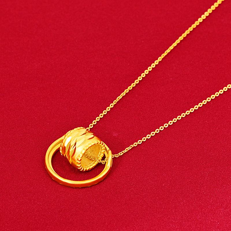 Pure Gold  Warm Smart Cylinder Pendant Necklace for Women Gold | Fine Texture, Soft Luster
