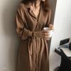 2025 Fall Slim Fit Lace-Up V-Neck Chic Lazy Style Shirt Dress