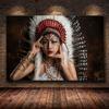 Картина на холсте, индийская женщина-абориген, настенное искусство, холст, постеры и принты, печать фотографий для украшения дома, гостиной
