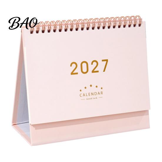 Desktop Memo Pad 2027 Desk Calendar, Standing Flip Minimalist Gold Foil Cover Large Calendar Monthly Planner, Thick Paper for Note Taking, Office Home