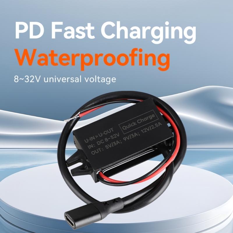 8V-32V To 5V/9V/12V PD 30W Power Supply Power Module USB C Output Power Adapter Converter for Car Automobiles Charger