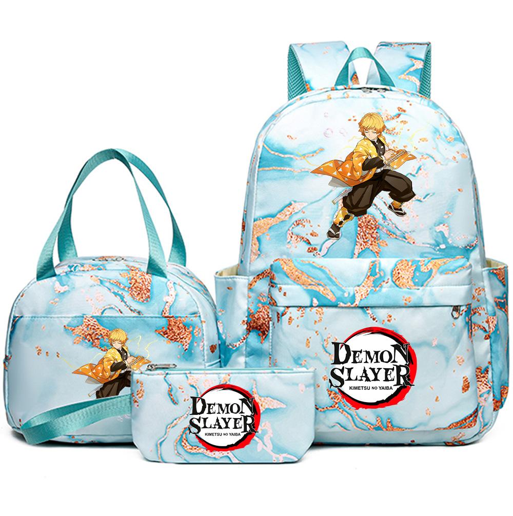3 шт./комплект Рюкзак с принтом «Клинок, рассекающий демонов» с сумочкой и пеналом для подростка, школьника, девочки, мальчика, большой вместимости, водонепроницаемый, для книг, школьный, дорожный, подарок
