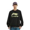 Li Ning Sports Fashion Series Casual Color Block Printed Logo Loose Round Neck Pullover Sweatshirt Men Sweatshirt Black AWDR369-2