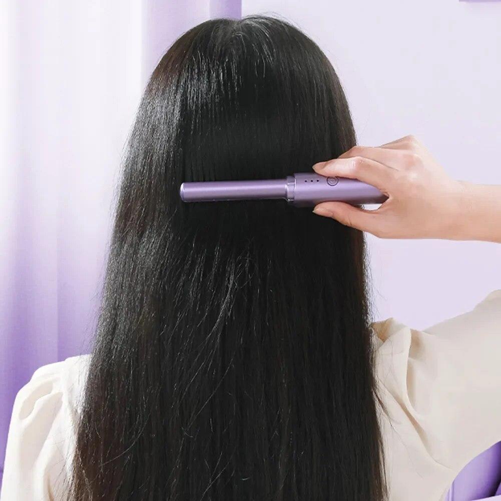 2 In 1 Lazy Straightener Hair Hot Comb Portable Mini USB Rechargeable Hair Straightener Fast Heating Hair Styling Tools