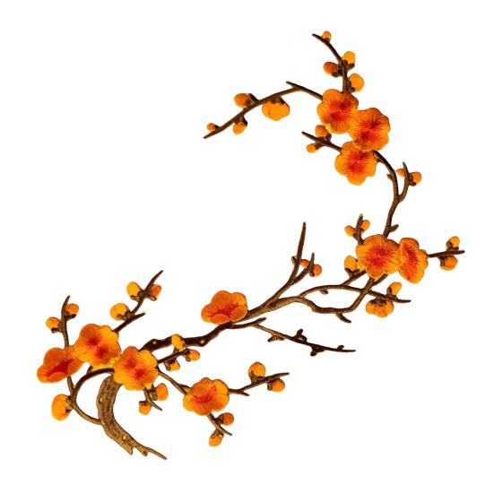 Floral Sewing Appliques for Bags Plum Blossom Patch, Embroidered Flower Patches, Iron on Clothing Backpacks Badges Apparel Jackets, DIY