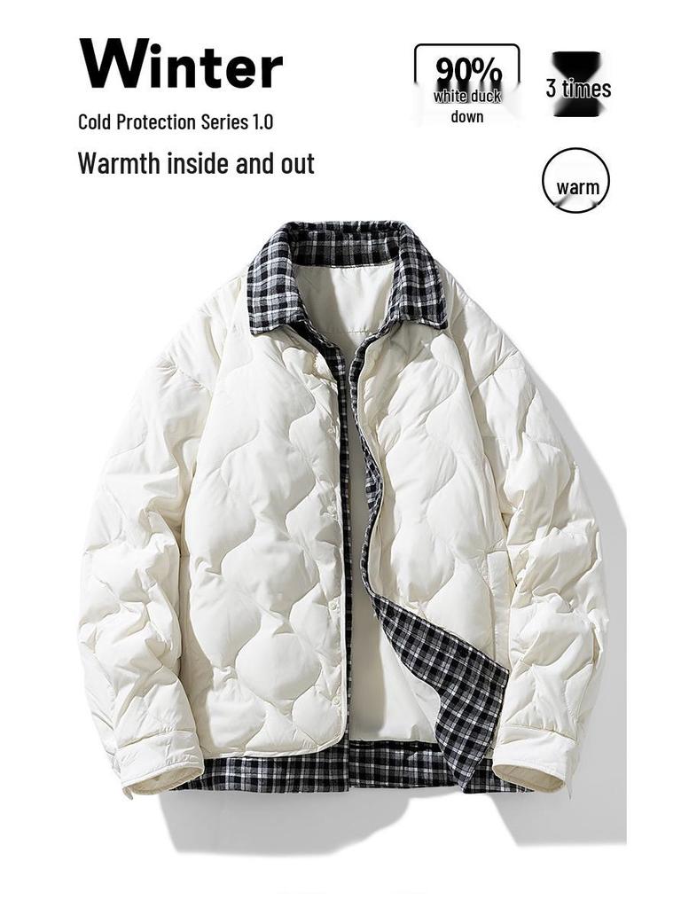 Женская и мужская утепленная короткая модная пуховая куртка с капюшоном из 85% белого утиного пуха