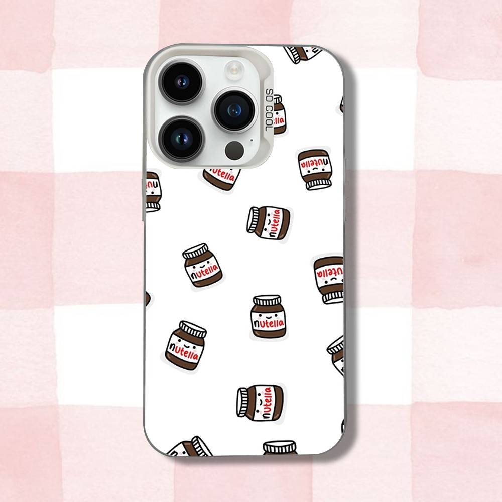 Чехол для телефона N-Nutellas C-Chocolate Art для iPhone 16,15,14,13,12,11,Pro,XS,Max,Plus,Mini,SE Белый Конфетный Матовый Ударопрочный Чехол