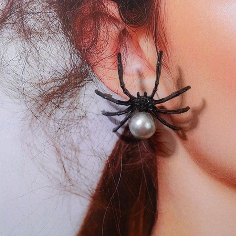 Dark Style Spider Stud Earrings Zinc Zinc Alloy Pearl Earrings Vintage Halloween Earrings Women