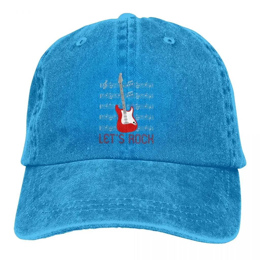 Стираная мужская бейсболка Lover Lets Rock Notes Trucker Snapback Ковбойские кепки Dad Hat Guitar Rock Golf Hats