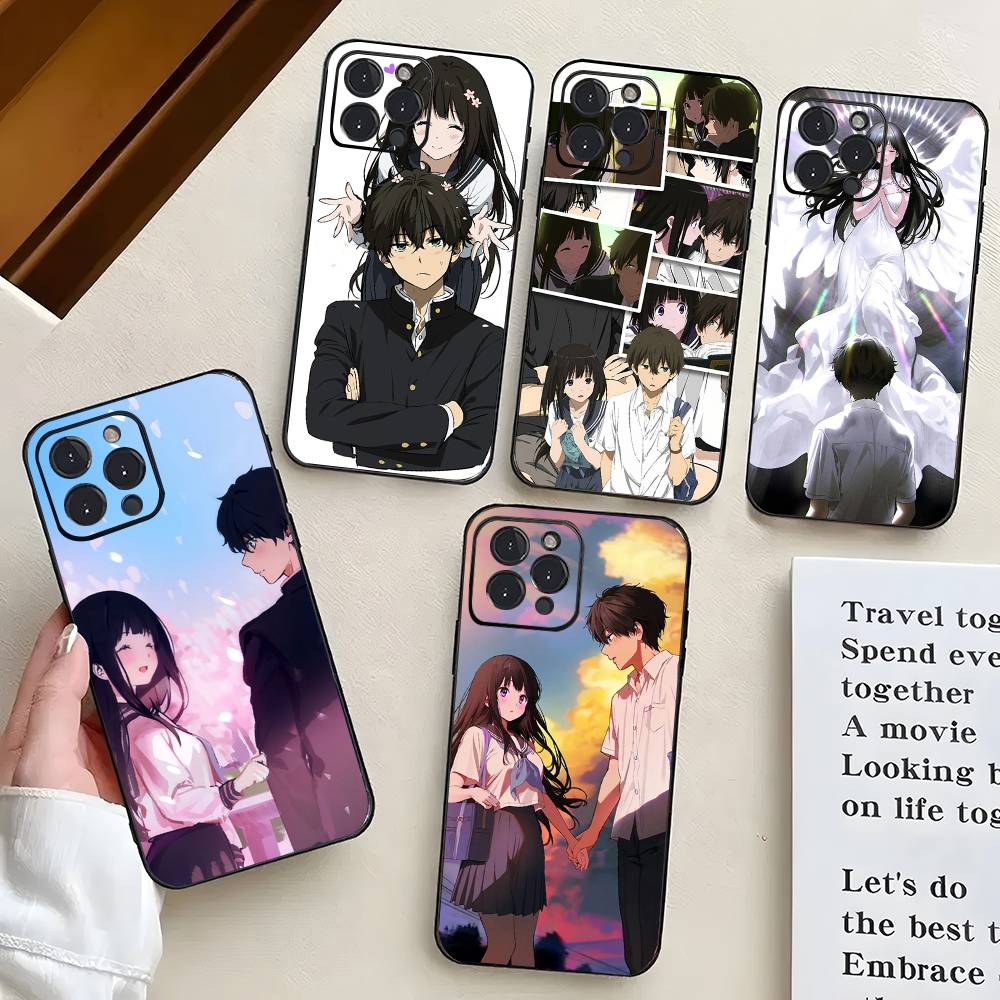Чехол для телефона с аниме Hyouka для iPhone 17 Air 16 15 14 13 Pro Max 11 12 Черный силиконовый чехол