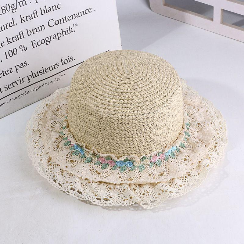 Summer Seaside Straw Hat Tourist Vacation Lace Lace Sunshade Hat Cycling Beach Sunscreen and UV Protection Sun Hat