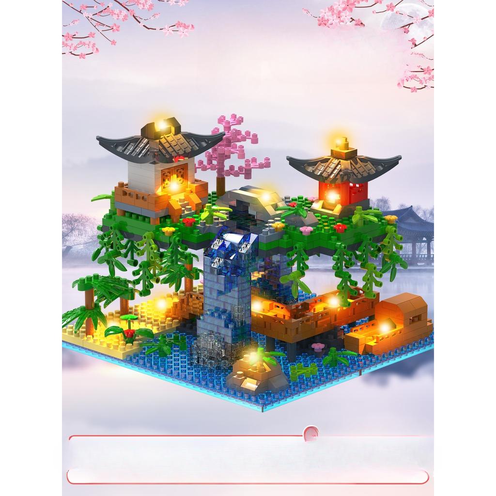 Совместимо с Peach Blossom Pool Micro Drill Building Blocks для взрослых, серия для девочек, модель-головоломка, сборка игрушек