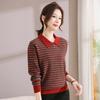 Autumn New Middle-aged and Old Bottoming Shirt Top Fashionable Mother Striped Knitted Sweater Loose and Casual