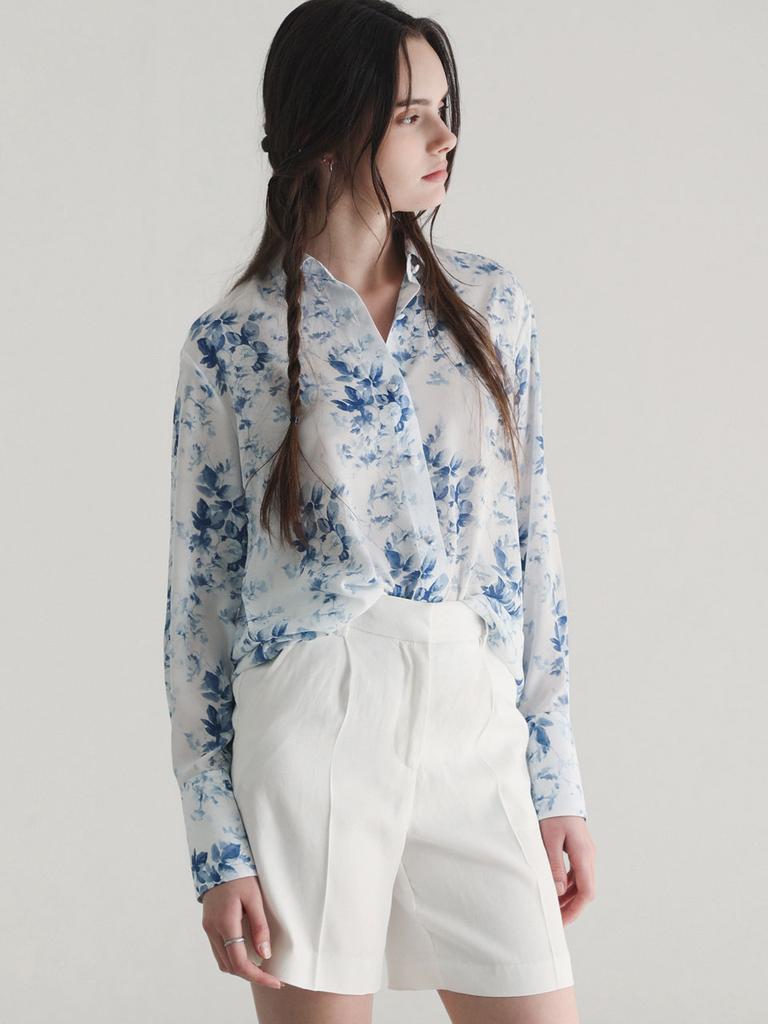 STAY WITH ME Daily Flower Shirt (French Blue)