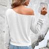 2023 Sexy Diagonal Shoulder Collar Women Blouse Casual Solid Color Autumn Long Sleeve Tops Hollow Out Loose Simple Shirts 28755