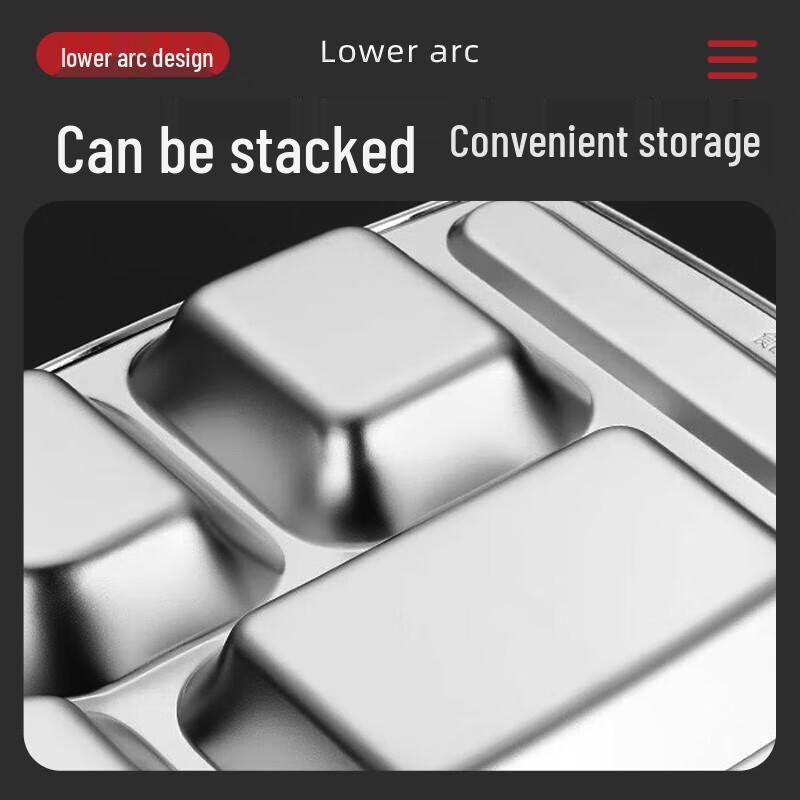 Chahua Stainless Steel Divided Lunch Tray