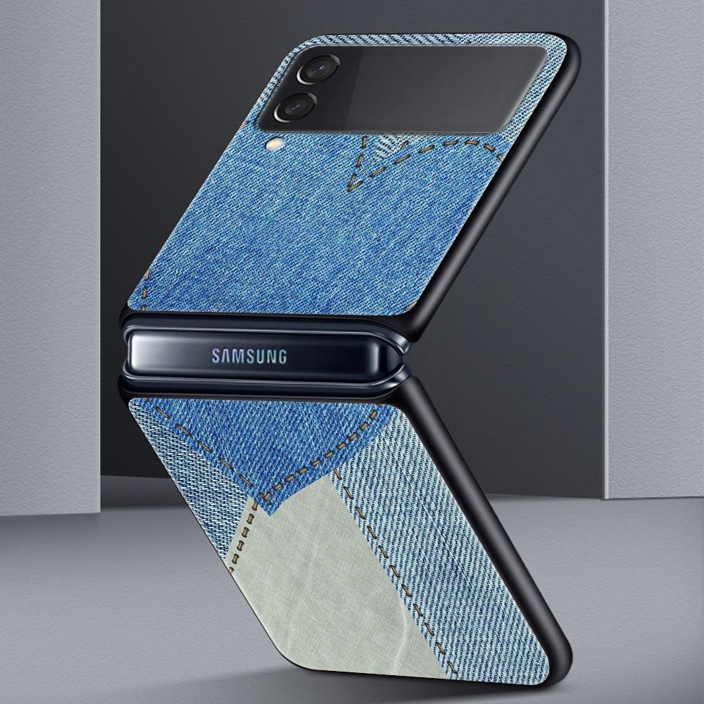 Жесткий чехол для телефона из ПК с кожаным рисунком для Samsung Galaxy Z Flip 7 6 5 4 Черная крышка для Galaxy Z Flip 3 Складной чехол Shell