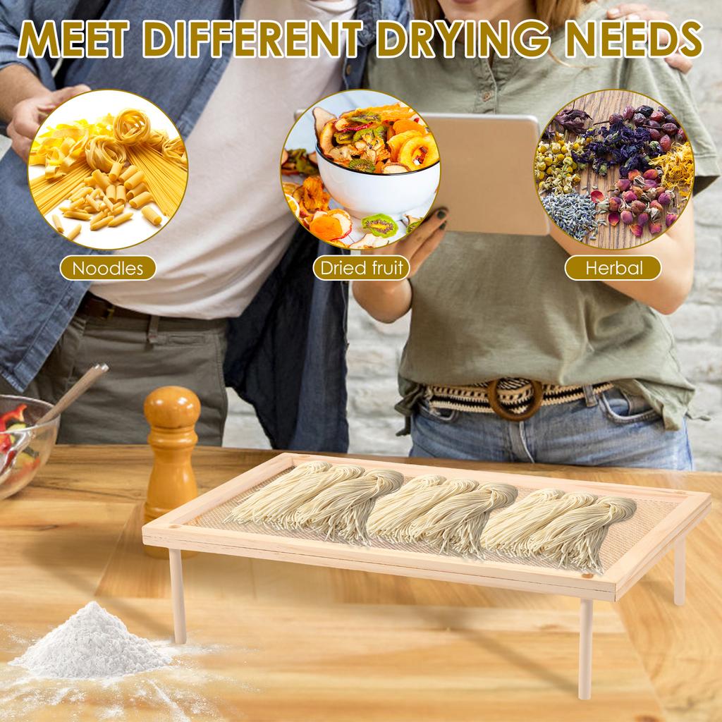Сушилка для трав Деревянная сушилка для пасты, Штабелируемая сушилка для продуктов с сеткой, Надежный инструмент для дегидратации Сетчатая плоская сушилка